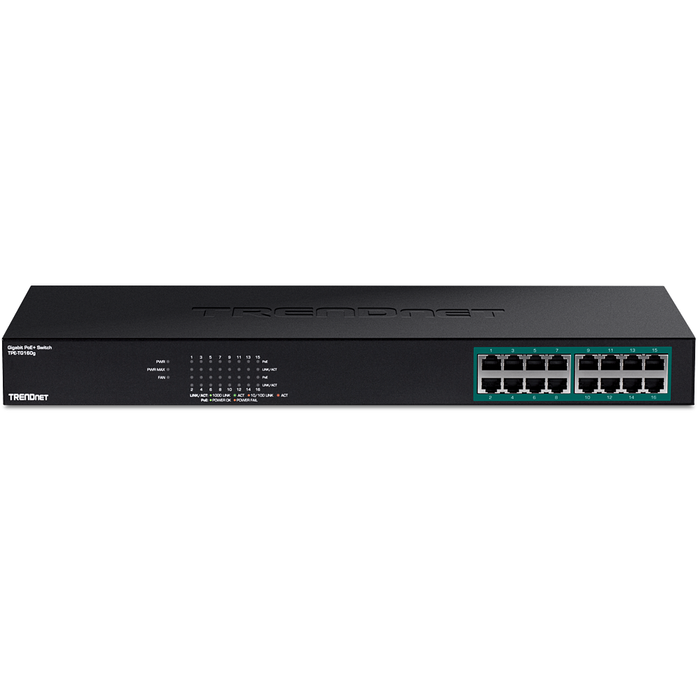 16-Port Gigabit PoE+ Switch – Unmanaged PoE Switch