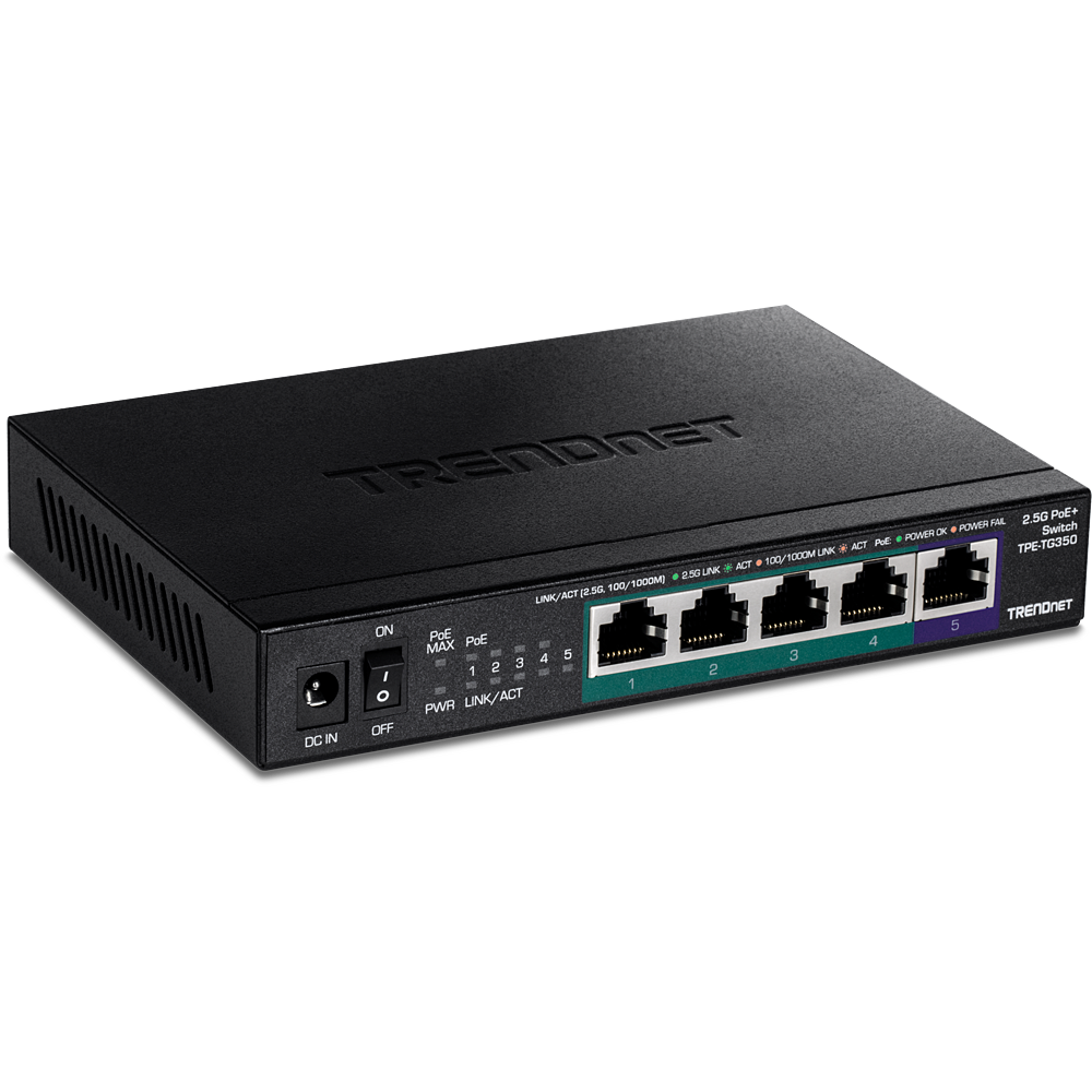 Switch PoE+ 2.5G non administrable à 5 ports - TRENDnet TPE-TG350