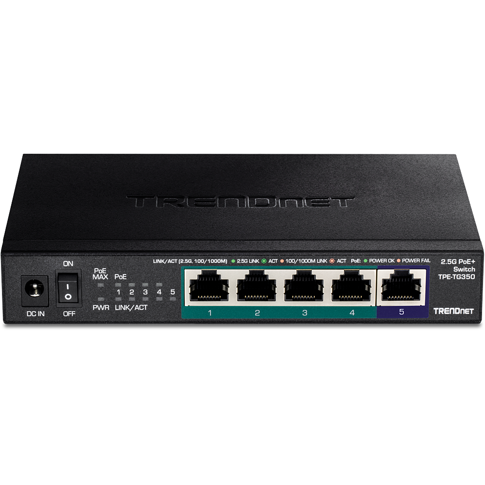 Switch PoE+ 2.5G non administrable à 5 ports - TRENDnet TPE-TG350