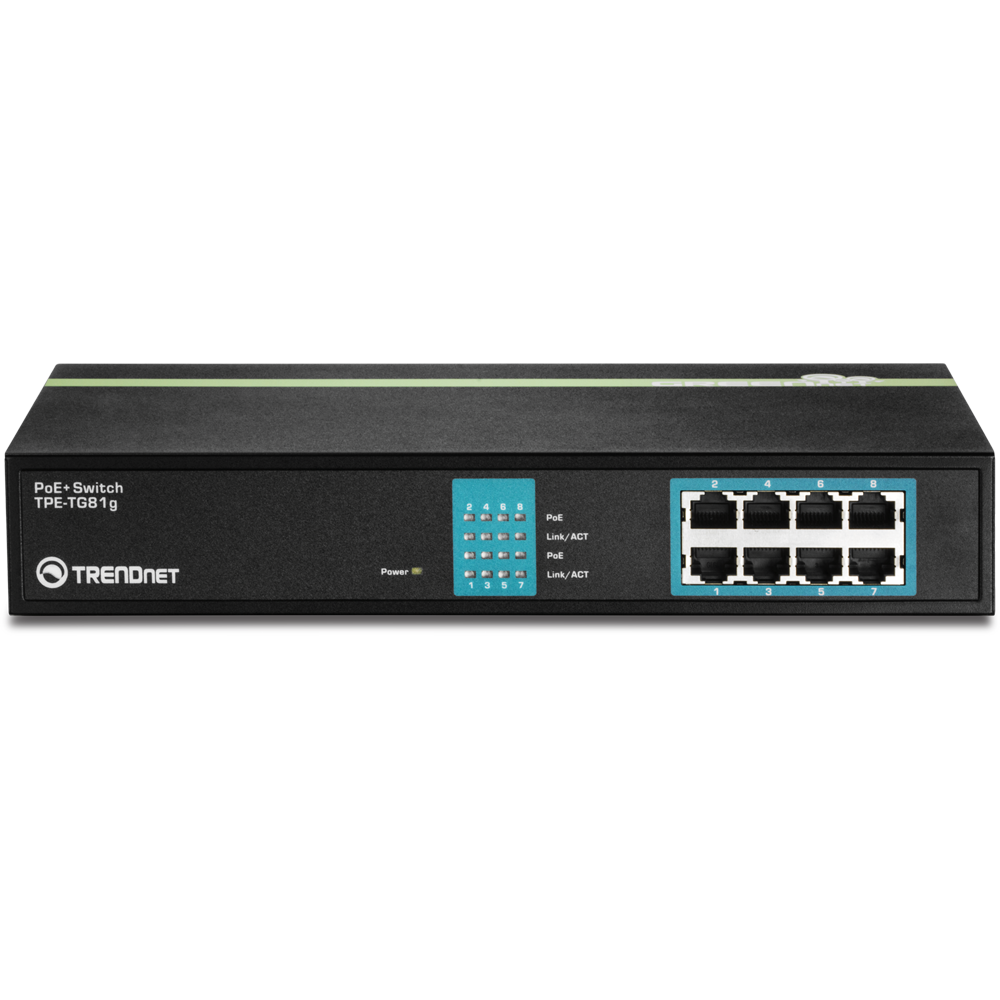 Switch Gigabit PoE+ de 8 puertos - TRENDnet TPE-TG82g