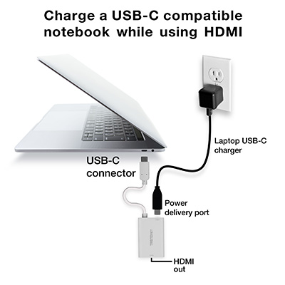 HDMI Adapter with Power - USB-C Adapter - TRENDnet TUC-HDMI2