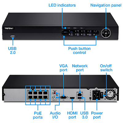 8 Channel HD PoE NVR with 2 TB HDD Certified Refurbished